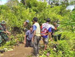 Koramil 14/Sayan Bersama Warga Dusun Senain Gelar Gotong Royong Bersihkan Irigasi