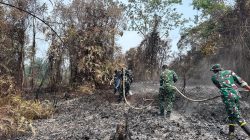 Koramil 14 Sayan Bersama BKO Yon TP 534/Vira Dharma dan Warga Padamkan Kebakaran di Sejumlah Titik